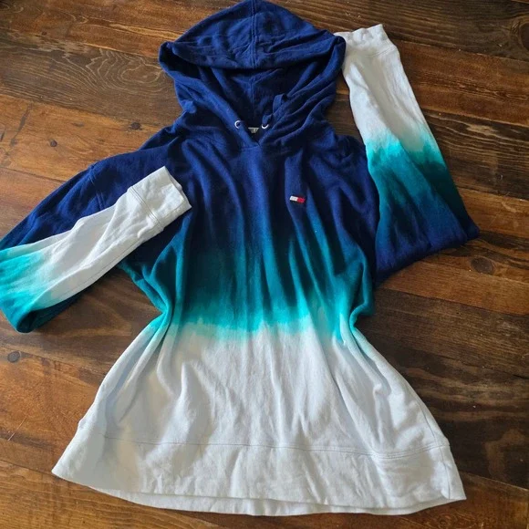 Tommy Hilfiger Sport Hoodie Ombre Pullover Sweatshirt Athleisure L - Picture 1 of 7